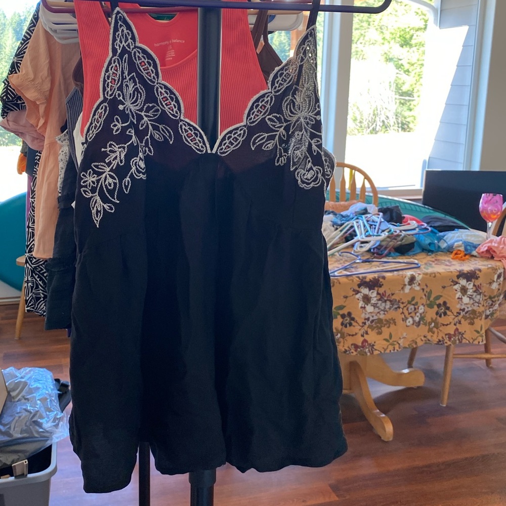 Love on a hanger black tank top boho